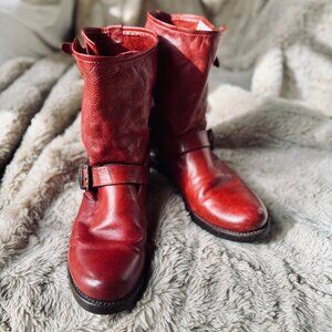 Frye Leather Veronica Short Boots Red Leather Women’s Size 8 Great Condition